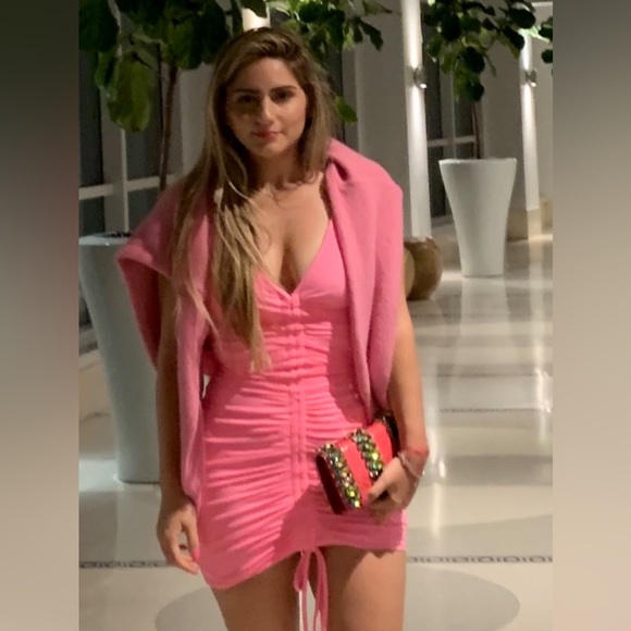 Pink Ruched Mini Dress - Picture 2 of 2